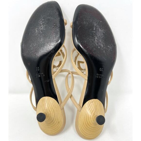 GUCCI Nude Leather GG Logo Kitten Heel Sandals – Size 38 - Picture 8 of 9